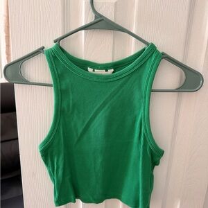 H&M Green Ribbed Crop Tank Top